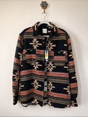 Rowm Men's Southwestern Aztec Print Button-Down Shirt Jacket